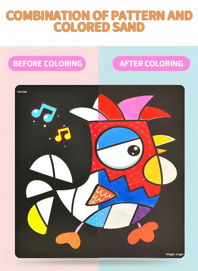 GROIC Sand Art Kit Sand Painting Kit for Kids, Complete DIY Sand Painting Tool, 10 Colored Sand Paintings with 10 Bottles of Sand，Sand Tables, Wooden Pen Sand Art Toys - Image 3