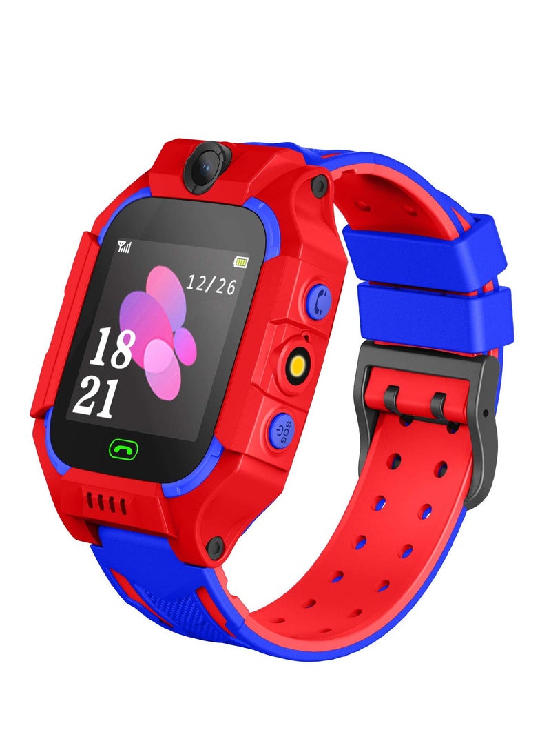 Q88 Kids Smart Watch Phone with LBS Tracking Dual Camera SOS Call Red - Image 1