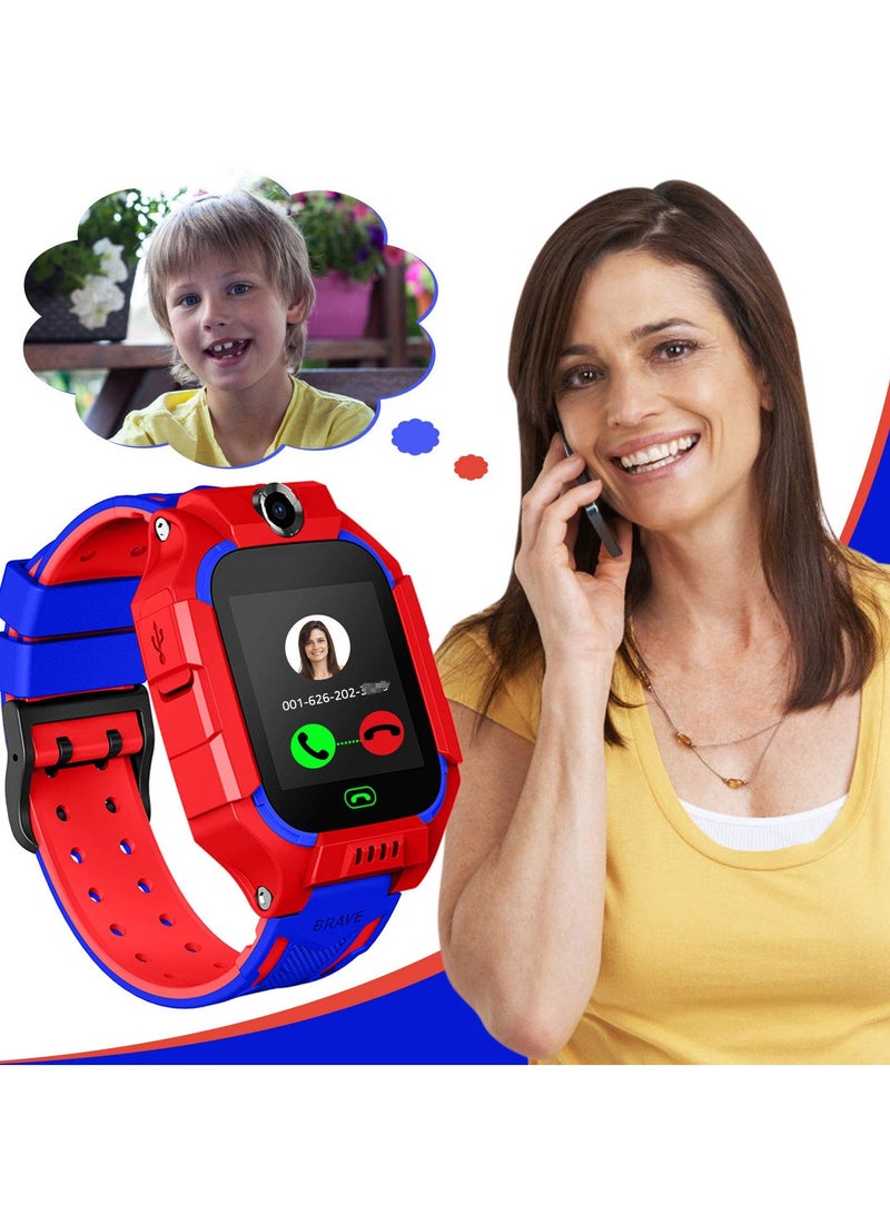 Q88 Kids Smart Watch Phone with LBS Tracking Dual Camera SOS Call Red - Image 2