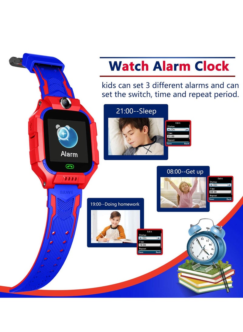 Q88 Kids Smart Watch Phone with LBS Tracking Dual Camera SOS Call Red - Image 4