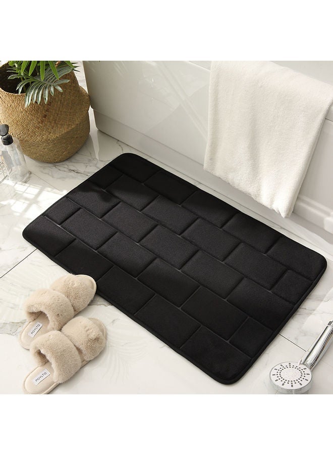 NIBEMINENT Absorbent Brick Grain Bathroom Non-Slip Floor Mat Black