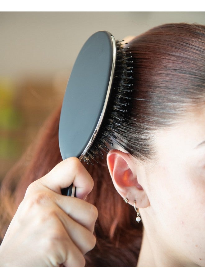 Soft Boar Bristle Hair Brush - Boars Hair Brush For Women, Boar Bristle Brush For Fine Hair, Boar Brush For Fine Hair, Boar Hair Brush Women, Natural Bristle Hair Brush Boar Bristles - Black