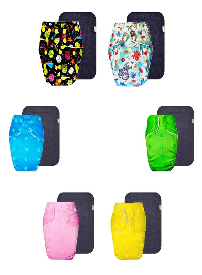 Dumbledo Premium Cloth Diaper with Gray Insert (Pack of 6) | Snug Fit | Breathable | Quick Dry | Perfect for Indian Summers | 3 Months - 3 Years | Unisex Baby - Image 1