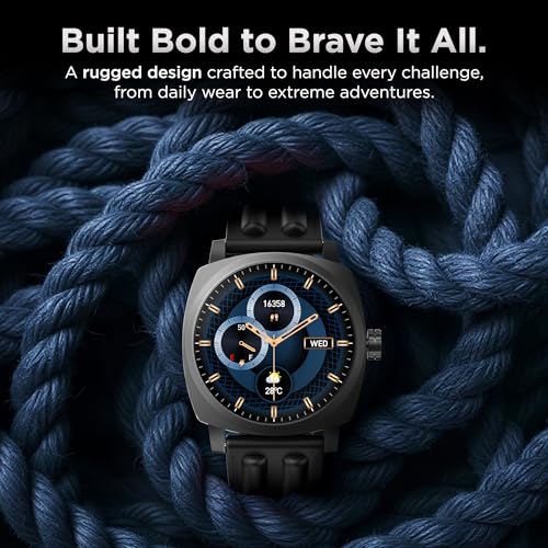 Pebble Endure 2 1.43” AMOLED Smartwatch with Always-On Display | Rotating Crown | BT Calling | Health Suite | Premium Rugged Build | Multiple Sports Modes| DIY Watch Faces | Step Tracker (Black) - Image 3
