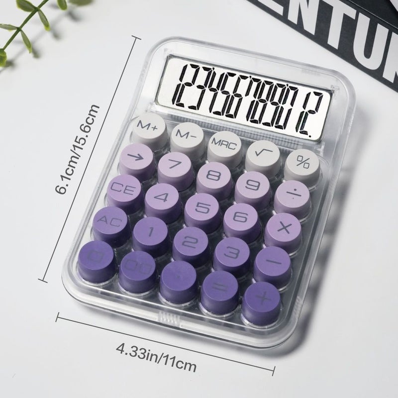واجهة حاسبة متوهجة باللون الأحمر مع تدرج شفاف، شاشة كبيرة 12 خانة، مع نقرات مرضية للاستخدام في المكتب والمدرسة والمحاسبة والتمويل، تعمل ببطارية AAA غير متضمنة. - Image 1