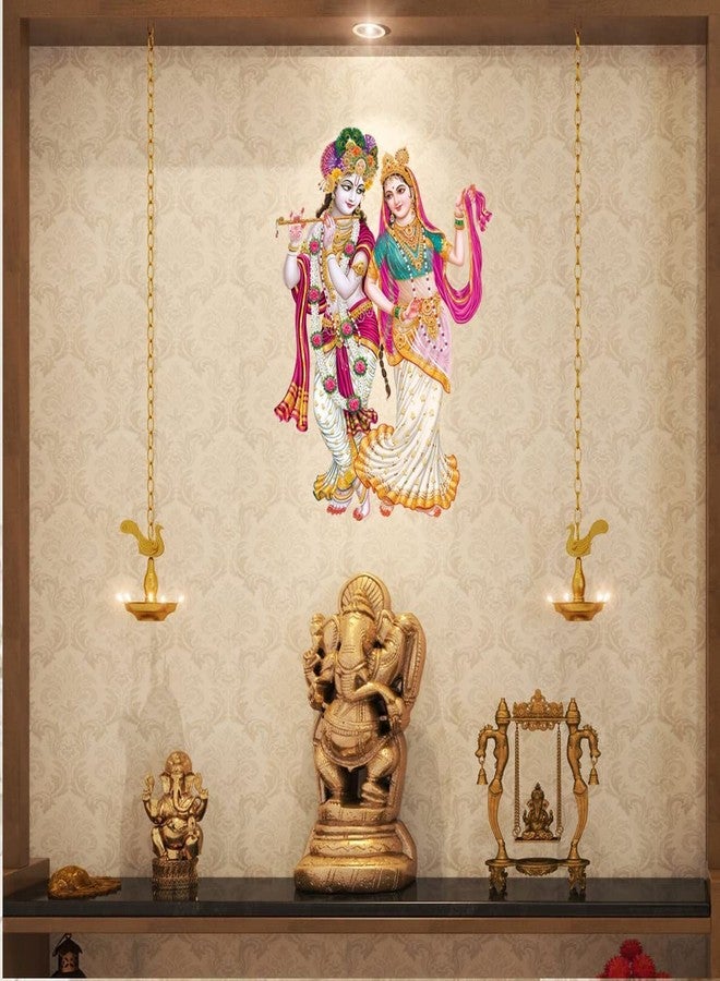 Akki Wold Cute Radha Krishna God Wall Sticker for Pooja Mandir, Kids Room, Living Room, Office (Multicolor, Size - 50Cm X 60Cm) - Image 4