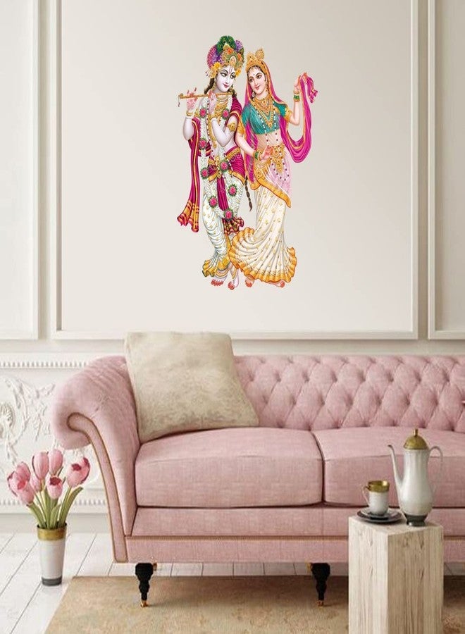 Akki Wold Cute Radha Krishna God Wall Sticker for Pooja Mandir, Kids Room, Living Room, Office (Multicolor, Size - 50Cm X 60Cm) - Image 3