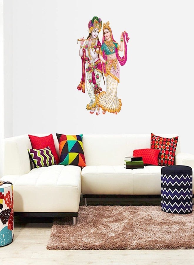 Akki Wold Cute Radha Krishna God Wall Sticker for Pooja Mandir, Kids Room, Living Room, Office (Multicolor, Size - 50Cm X 60Cm) - Image 2