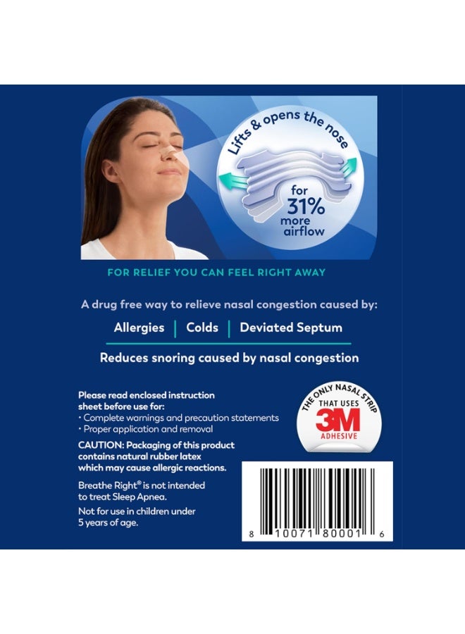 Breathe Right Nasal Strips | Extra Strength | Clear Nasal Strips | For Sensitive Skin | Help Stop Snoring | Drug-Free Snoring Solution & Nasal Congestion Relief Caused by Colds & Allergies | 26 Count - Image 1