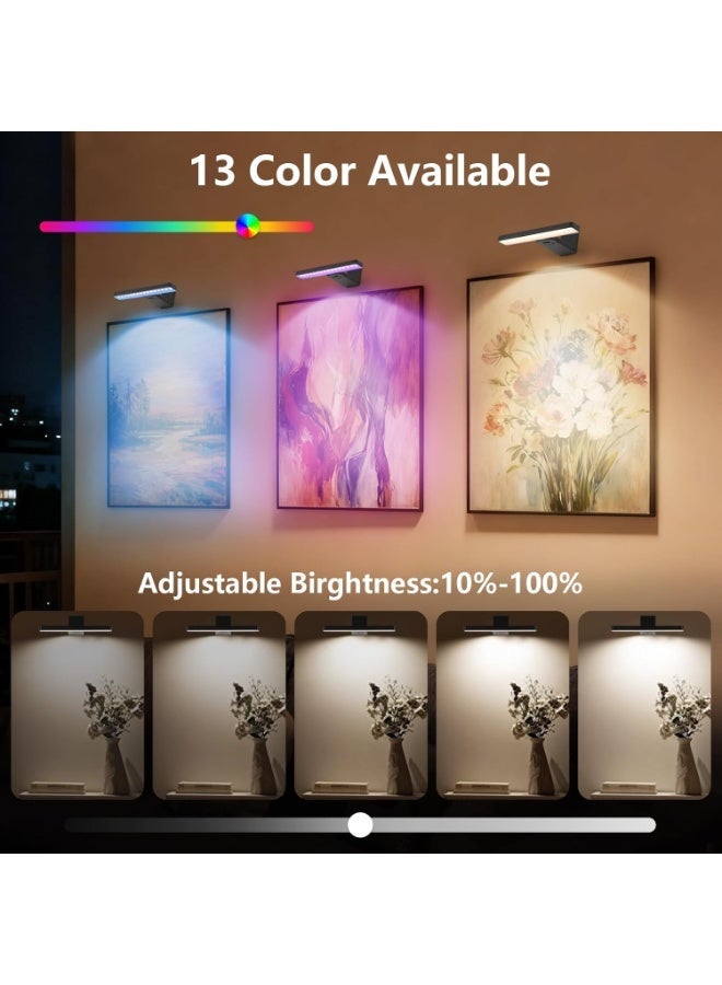 Arabest Picture Lights for Wall,Wireless Battery Operated Picture Light,Art Gallery Light with Remote Control,13 RGB Paintings Light Dimmable and Timer for Frame, Painting,Gallery,Dartboard - Image 4