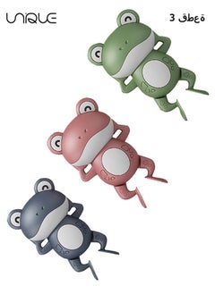 3 Pieces Wind Up Bath Frogs for Kids,Swimming Frog Toys in Assorted Colors, Frog Bathtub Toys for Kids That Swim in Water, Great as Swimming Pool Toys