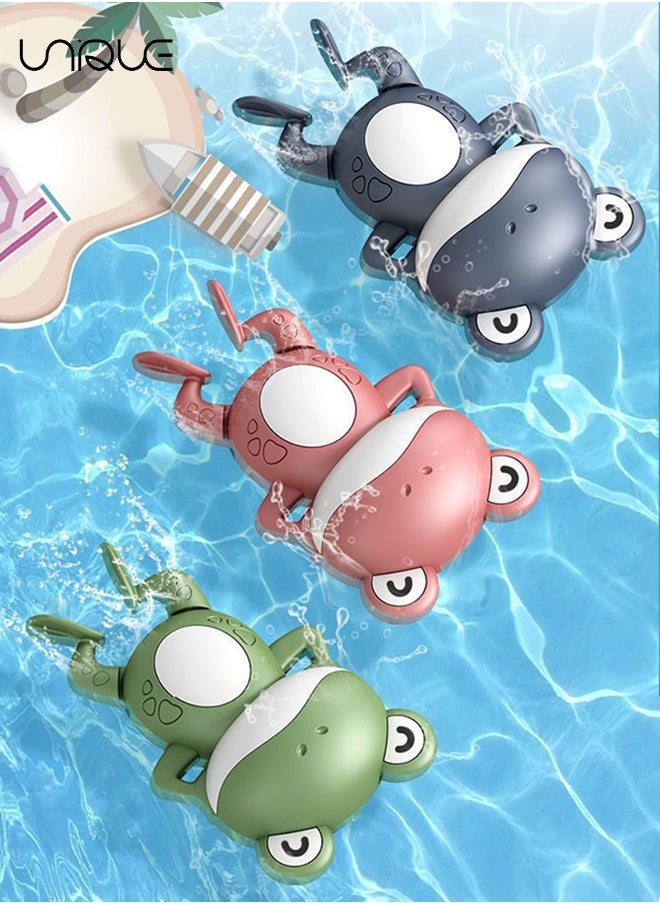 Unique - 3 Pieces Wind Up Bath Frogs for Kids,Swimming Frog Toys in Assorted Colors, Frog Bathtub Toys for Kids That Swim in Water, Great as Swimming Pool Toys - Image 1