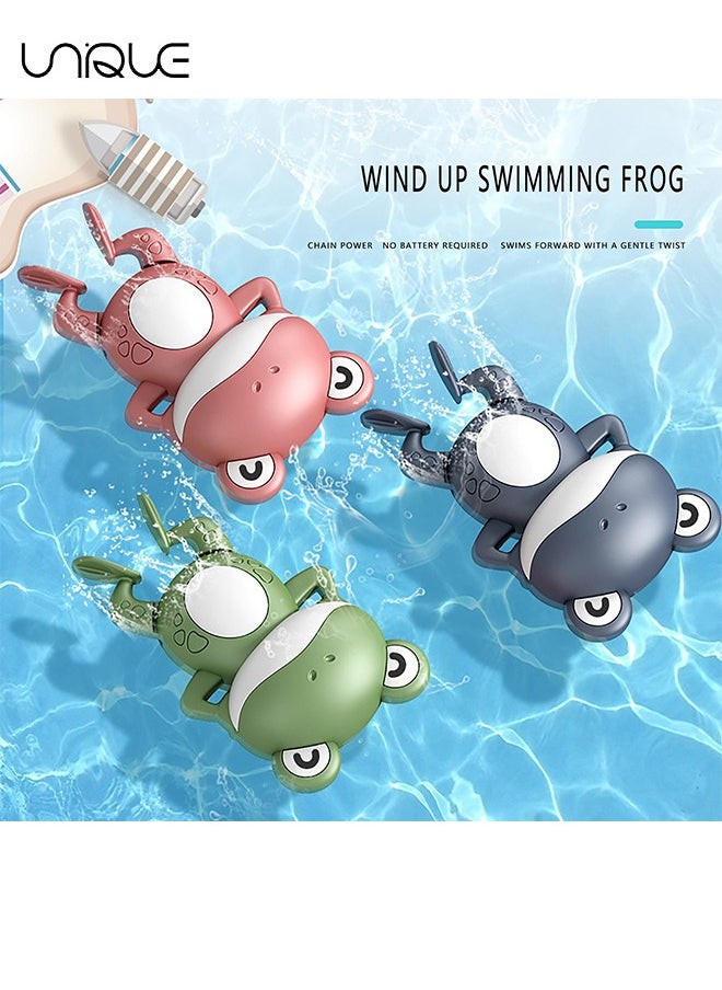 Unique - 3 Pieces Wind Up Bath Frogs for Kids,Swimming Frog Toys in Assorted Colors, Frog Bathtub Toys for Kids That Swim in Water, Great as Swimming Pool Toys - Image 1