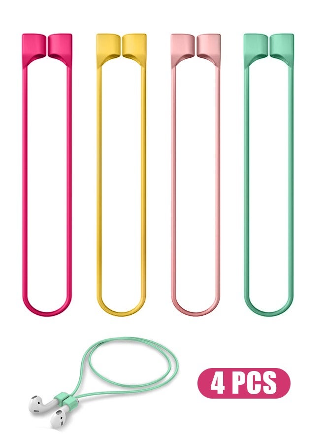 4 Pcs AirPods Strap 55cm, Soft Silicone Anti Lost Cord Silicone Sports Lanyard, Sports Lanyard and Ear Hook for Wireless Bluetooth Earphone (Colorful) - Image 1