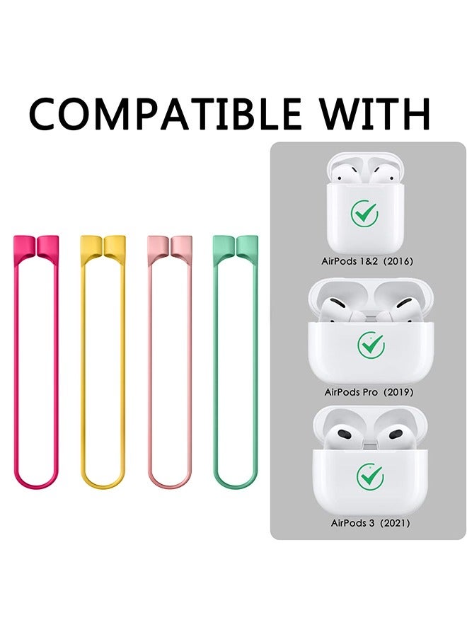 4 Pcs AirPods Strap 55cm, Soft Silicone Anti Lost Cord Silicone Sports Lanyard, Sports Lanyard and Ear Hook for Wireless Bluetooth Earphone (Colorful) - Image 2
