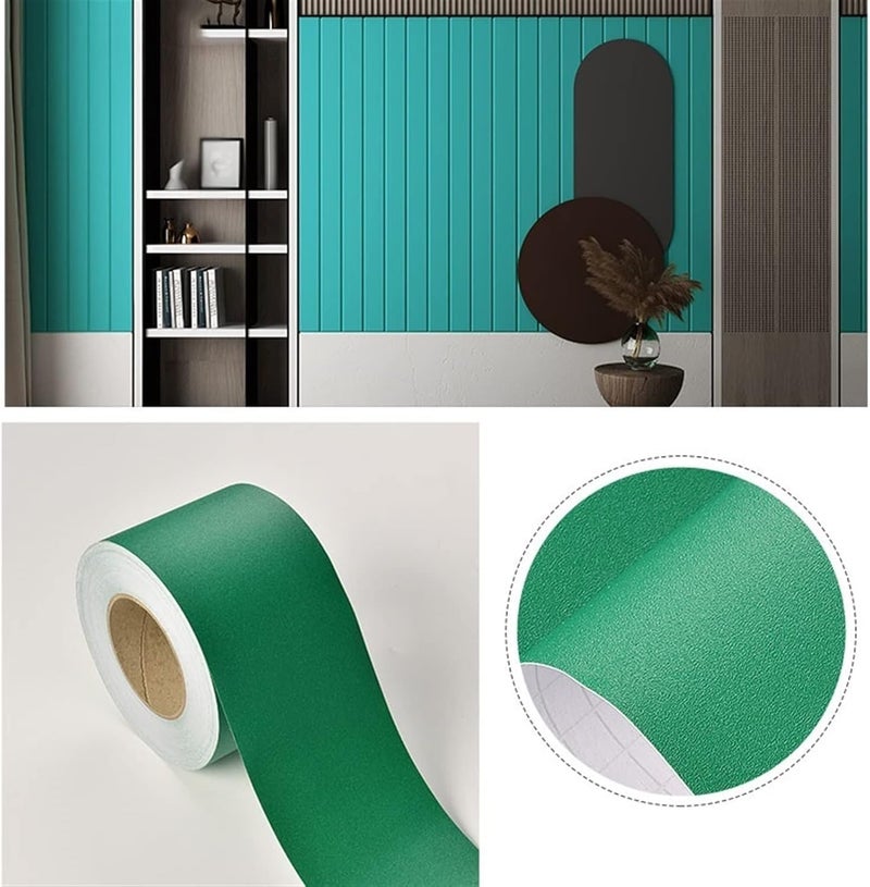 MUNIKESH CREATION Dark Green Colour Wallpaper Border Peel and Stick Dark Green Contact Paper for Countertops Border, Wall Corners Stickers and Wall Decor Waterproof Self Adhesive 4x240 Inch - Image 3