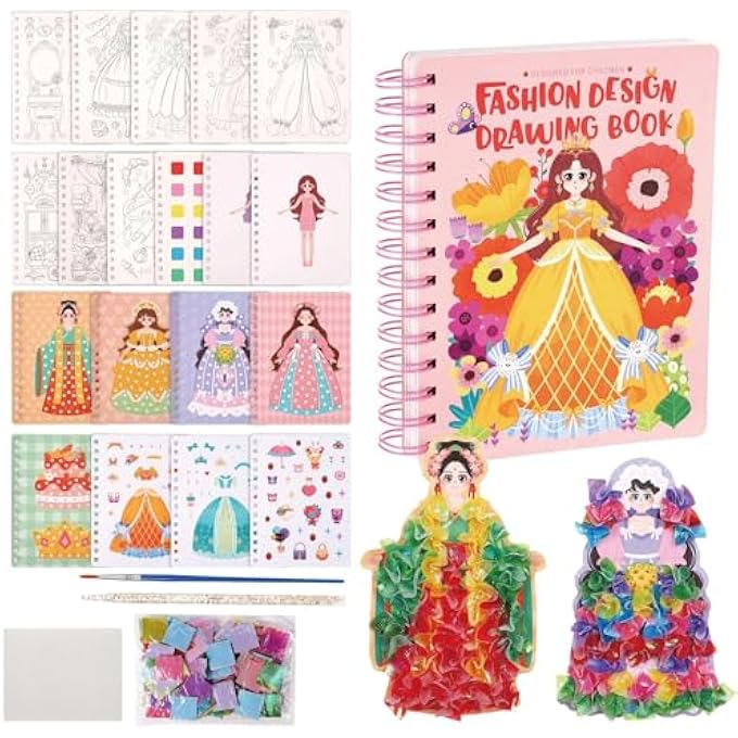CRAFTS FOR GIRLS AGES 8-12, CREATIVE PUZZLE PUNCTURE PAINTING KIT, POKE ART FABRIC ART FRENZY - H-PRINCESS PARTY (5-IN-1) - Image 1