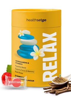 healthsetgo Stress Relief Ashwagandha Gummies Vitamin D Boosts Mood & Focus Extra Strength Vegan, Gluten & Gelatin Free Men & Women Berry Flavour 30 Pack  - Image 1