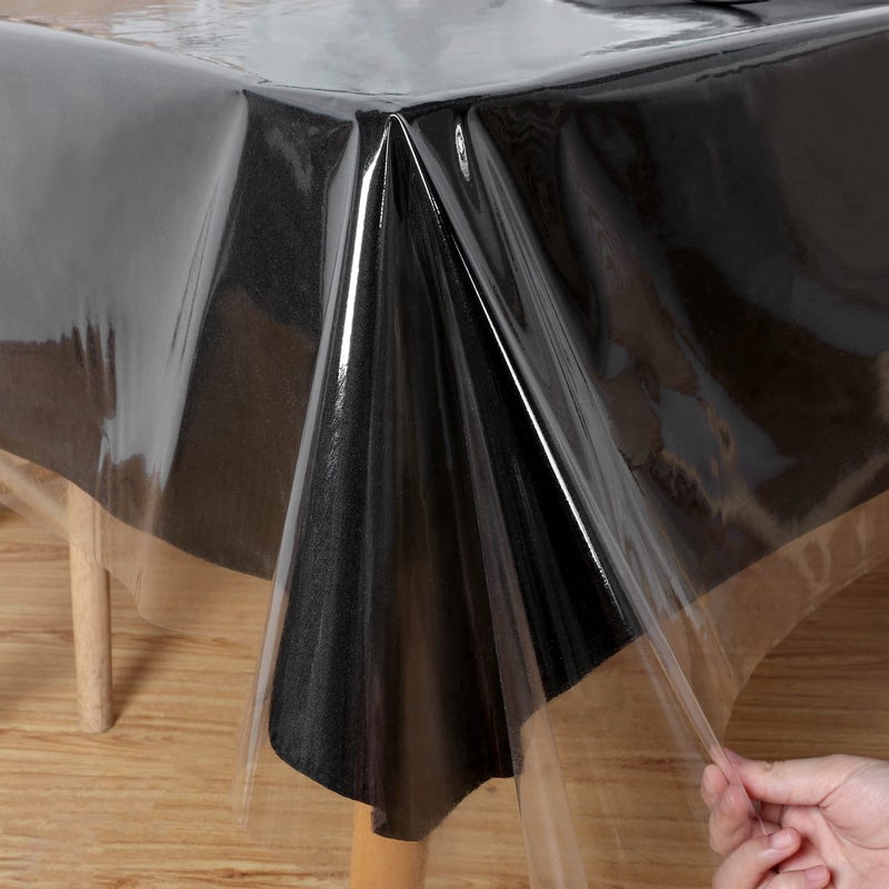 Obstal Clear Plastic Tablecloth 54 x 78 Inch, 100% Waterproof Oil-Proof Spill-Proof Vinyl PVC Table Cloth, Wipeable Rectangle Tablecloth Protector for Dining Table, Outdoor and Indoor Uses, Clear - Image 1