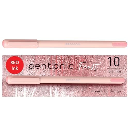 Pentonic Ballpoint Pens, 10 Count, Frosted Pale Pink Barrel with Red Ink, 0.7 mm Fine Point, Smooth Writing For Journaling & Note Taking (PEN13087) - Image 1