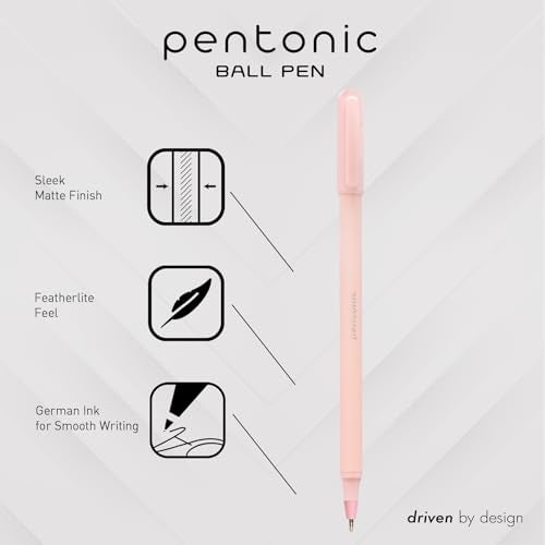 Pentonic Ballpoint Pens, 10 Count, Frosted Pale Pink Barrel with Red Ink, 0.7 mm Fine Point, Smooth Writing For Journaling & Note Taking (PEN13087) - Image 2