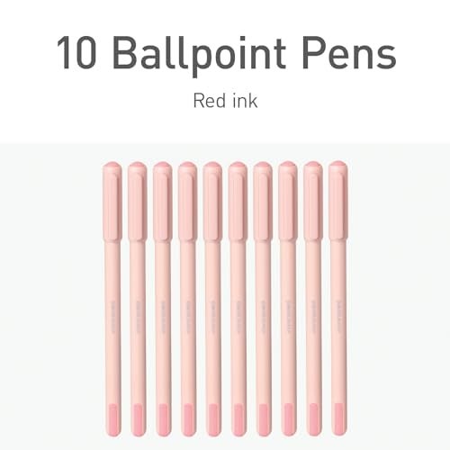 Pentonic Ballpoint Pens, 10 Count, Frosted Pale Pink Barrel with Red Ink, 0.7 mm Fine Point, Smooth Writing For Journaling & Note Taking (PEN13087) - Image 3