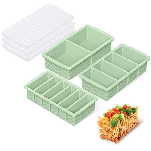 Doasuwish 3Pack Silicone Freezer Trays with Lid2 Large 2Cup500ml4 Medium 1Cup250ml6 Small 12Cup125ml Soup Freezer Container MoldsIce Cube Tray For Meal PrepFreezing SoupStewsSauces - Image 1