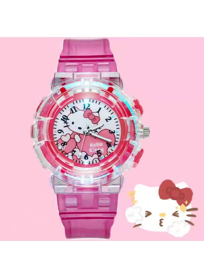 Sanrio Hellokittys Student Cartoon Watch Luminous Watch Pink, Watch Kawaii Melody Cinnamoroll Children LED Luminous Watch Kids Birthday Gift Toy - Image 4