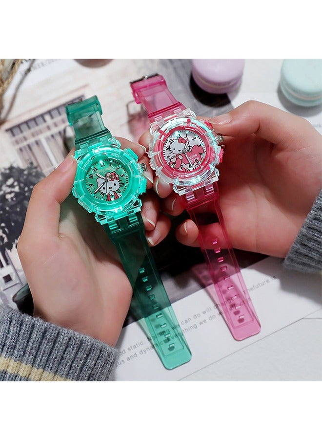 Sanrio Hellokittys Student Cartoon Watch Luminous Watch Pink, Watch Kawaii Melody Cinnamoroll Children LED Luminous Watch Kids Birthday Gift Toy - Image 3