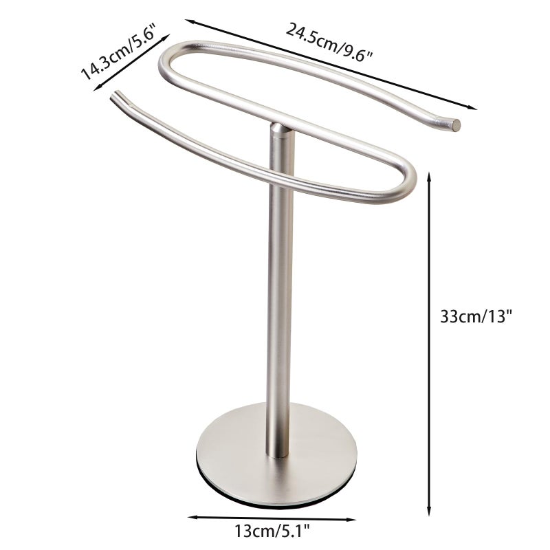 BTHRMHW Brushed Nickel Hand Towel Holder Stand,13 Inch Free-Standing Towel Rack, SUS304 Stainless Steel Towel Bar Rack Stand, Tower Bar for Bathroom Kitchen Vanity Countertopâ€¦ - Image 3