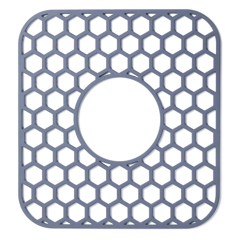 Bestjing Silicone Sink Protectors for Kitchen Sink with Center Drain - 12" x 11" Kitchen Grid Accessory, Non-Slip Heat-Resistant Mat for Bottom of Porcelain Stainless Steel, Dishwasher Safe - Image 1