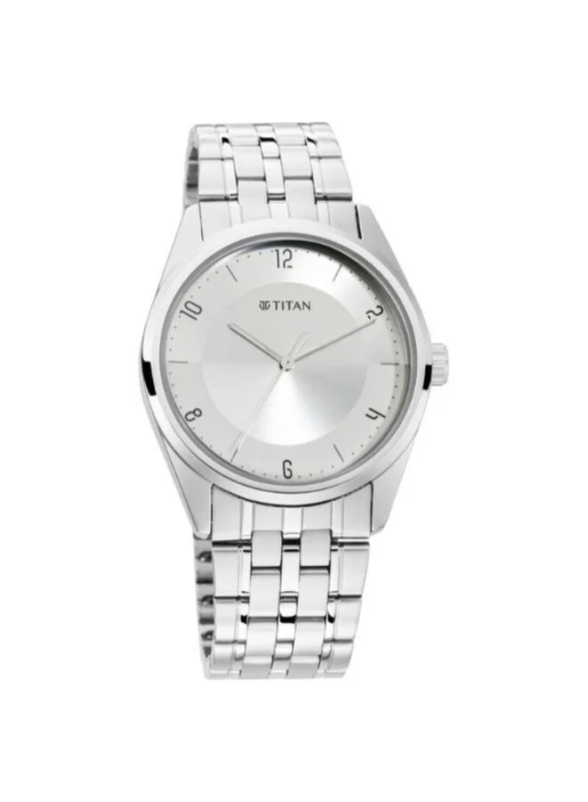 تيتان Titan Men's Eleganza Lumina White Luminous Dial Watch with Sophisticated Link Metal Strap 1729sm06