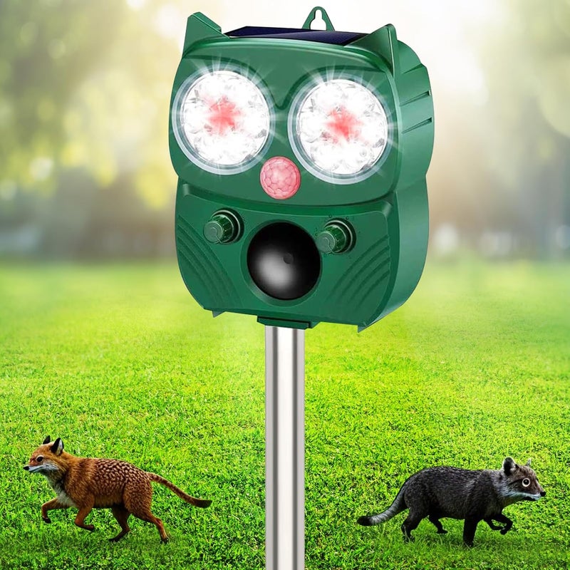 RC Tech Trading Solar Animal Repellent for Outdoor, Ultrasonic Pest Repeller with LED Strobe Light, Cat Repellent IP66 Waterproof, Effective Deterrent for Dogs, Deer, Raccoons, Skunks, Squirrels in Yard, Garden - Image 1