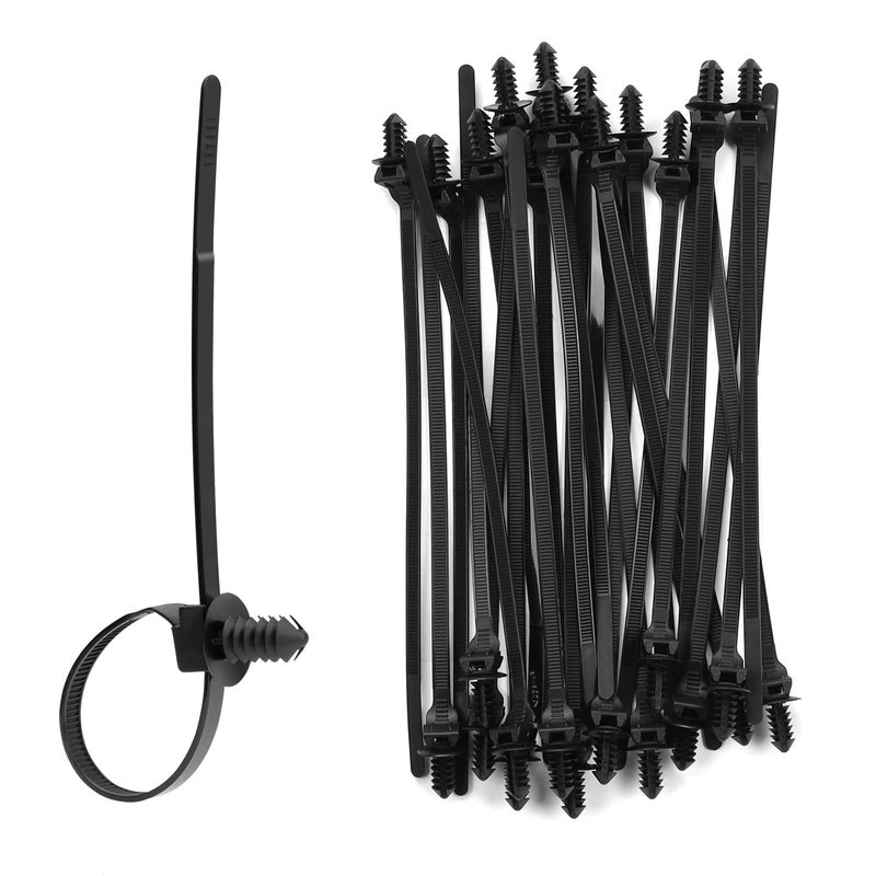 XINGO 100PCS Fir Tree Nylon Push Mount Zip Ties, Heavy Duty Wire Ties, 2 in 1 Self Locking UV Resistant Assortment for Indoor Wire Tying (8.3"x0.22") - Image 1