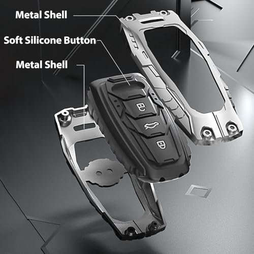 Aoocar Mech Style Heavy Metal Key fob Cover, Compatible with Audi A1 A3 A4 A5 A6 A7 A8 Q3 Q5 Q7 SQ5 S3 S4 S5 S6 S7 S8 SQ5 RS5 RS7 TT R8 etc, Zinc Alloy Key Case Protector (C Style, 1 PCS) - Image 5