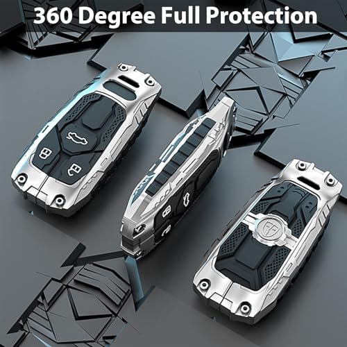 Aoocar Mech Style Heavy Metal Key fob Cover, Compatible with Audi A1 A3 A4 A5 A6 A7 A8 Q3 Q5 Q7 SQ5 S3 S4 S5 S6 S7 S8 SQ5 RS5 RS7 TT R8 etc, Zinc Alloy Key Case Protector (C Style, 1 PCS) - Image 4
