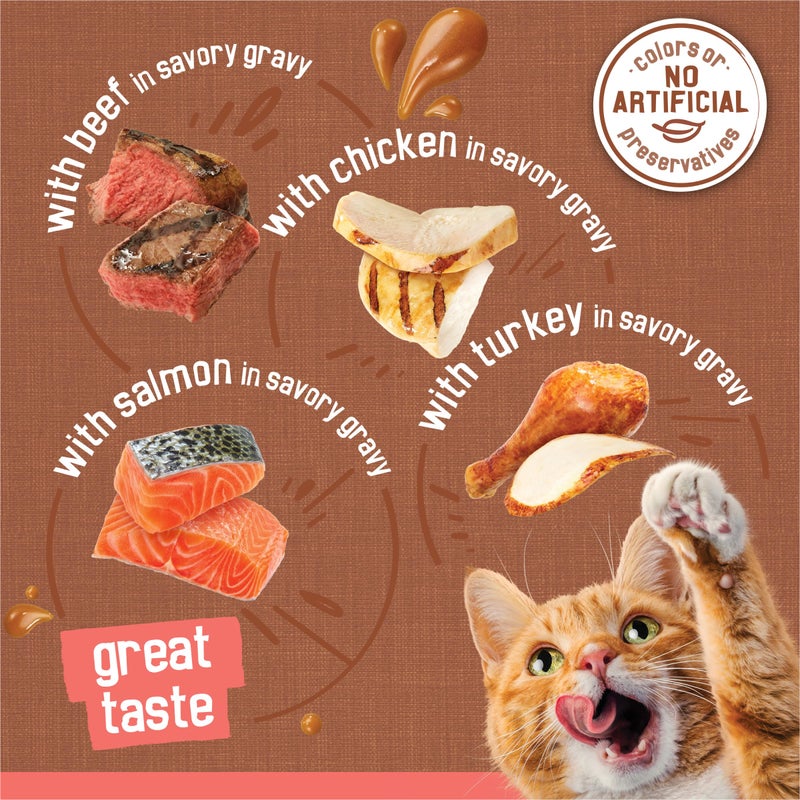 Friskies Purina Friskies Extra Gravy Wet Cat Food Chunky 24ct Variety Pack (With Chicken, Turkey, Salmon, Beef) - (Pack of 24) 5.5 oz. Cans - Image 3