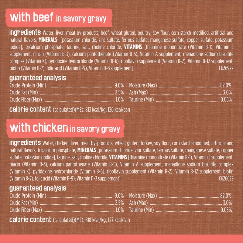 Friskies Purina Friskies Extra Gravy Wet Cat Food Chunky 24ct Variety Pack (With Chicken, Turkey, Salmon, Beef) - (Pack of 24) 5.5 oz. Cans - Image 5