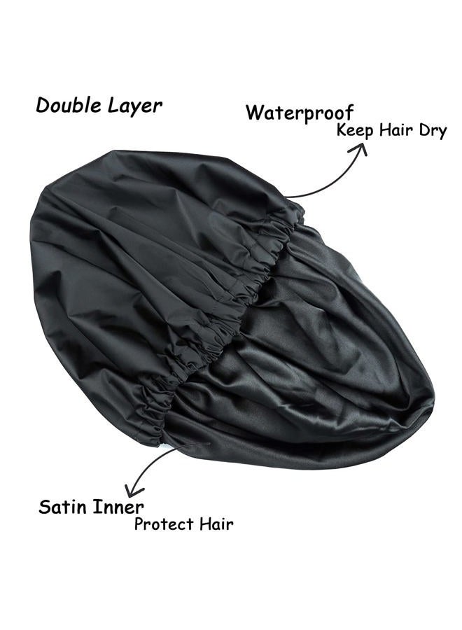 Heerf Jumbo Shower Cap for Men and Women with Box Braid, Locs, Long Curly Hair to Prevent Frizz - Image 3