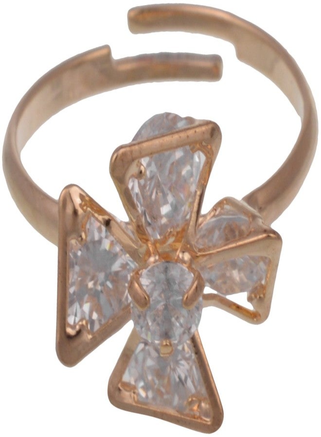 High Trendz Gold Plated Cz Diamond Adjustable Ring for Girls - Image 1