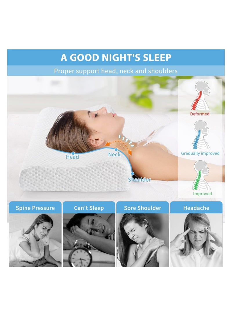 Ergonomic Cervical Orthopedic Sleep Neck Pillow for Neck Shoulder Pain, Side Sleeper Neck Contour Support Memory Foam - Image 3