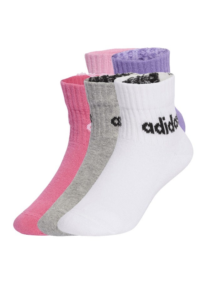 Adidas Kids Lin Ank 5P Pink Training Socks For Kids 5.5K - 7K - Image 1