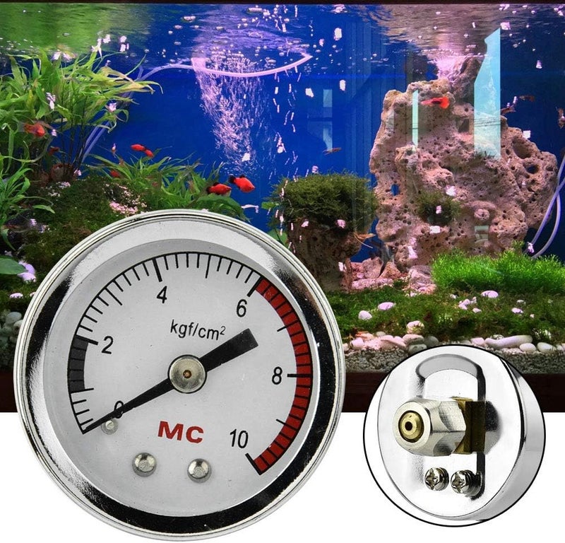 HEEPDD Aquarium CO2 Pressure Gauge, Carbon Dioxide Meter for 4mm Water Pipe, Ideal for DIY Home Aquariums Aquarium CO2 Pressure Gauge, Metal Dial Nan Supplies - Image 1