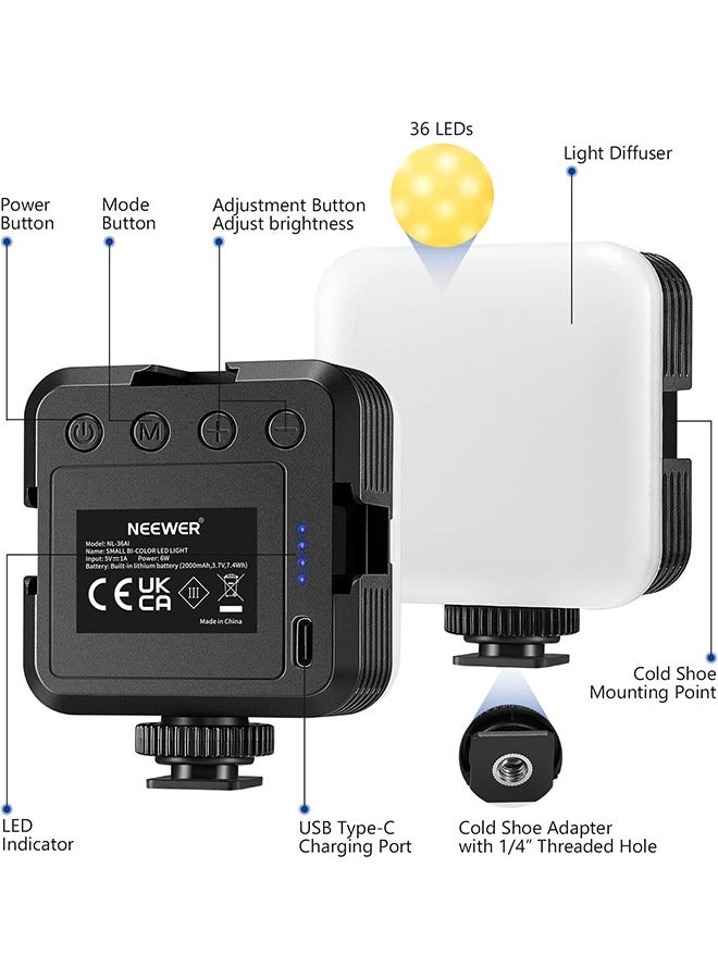 NEEWER LED Video Light,Portable Bi-Color 3200K~5600K Dimming Lights for Cameras, CRI 97+, 8 Scene Modes, 2000mAh Rechargeable Battery for Gaming/YouTube/Vlog/Photography - NL-36AI - Image 4