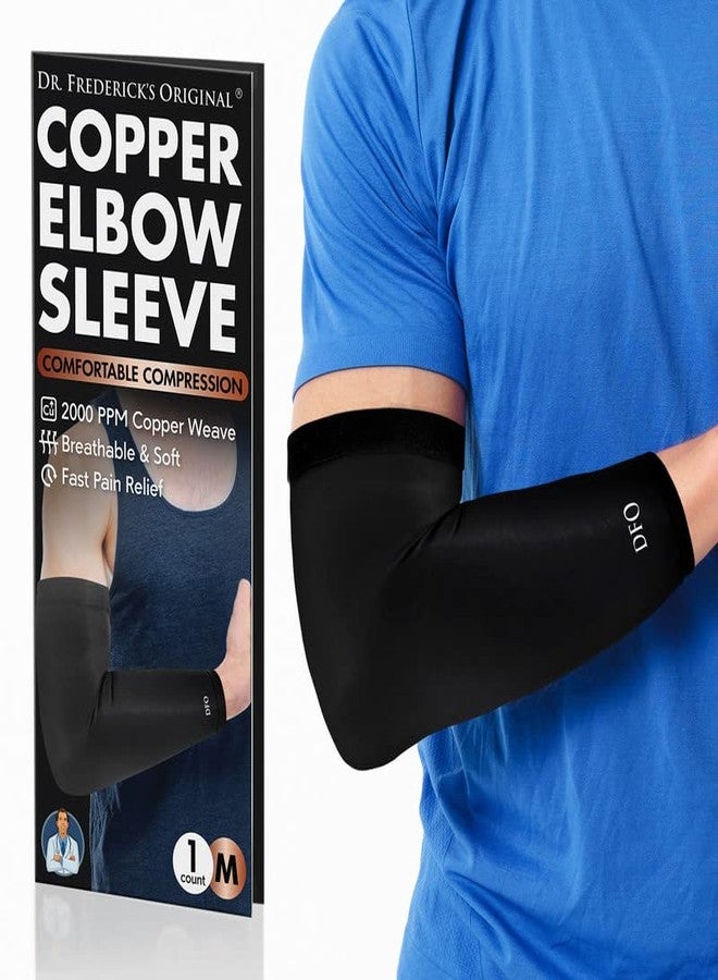 Dr. Frederick's Original Copper Compression Elbow Sleeve - 1 Sleeve - Tendonitis Relief & Support for Golf & Tennis Forearm Brace - Men & Women - Medium - Image 1