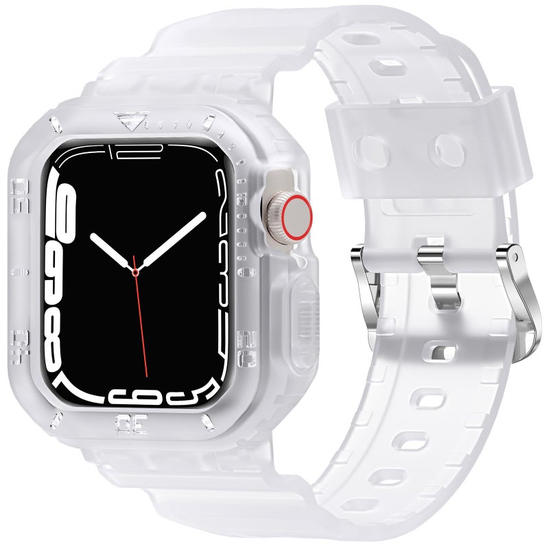 DABAOZA Compatible for Clear Apple Watch Band 41mm 40mm 38mm, Matte Frosted Jelly Crystal Women Men TPU Sport Strap for iWatch Ultra 3 2 Series 11 10 9 8 7 6 5 4 SE 3 2 1 (41/40/38, Frosted Clear) - Image 1