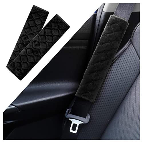 Turcee 2 PCS Auto Seatbelt Covers Soft Seat Belt CushionAntiFriction for a Comfortable DrivingCar Accessories for MenWomenKidFit with All Cars and Backpacks Black - Image 1