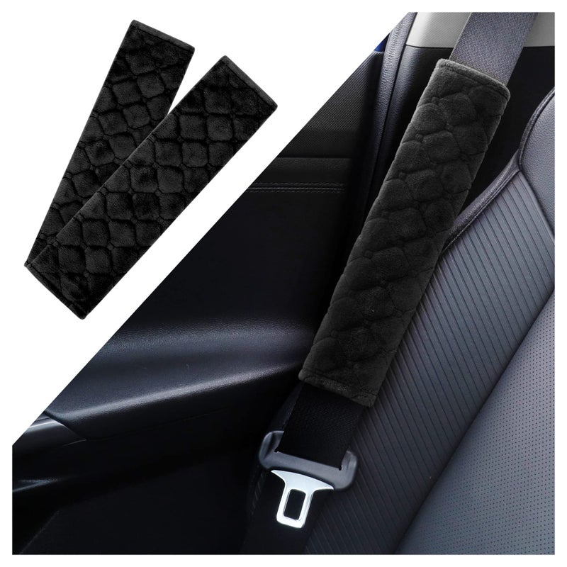 Turcee 2 PCS Auto Seatbelt Covers Soft Seat Belt CushionAntiFriction for a Comfortable DrivingCar Accessories for MenWomenKidFit with All Cars and Backpacks Black - Image 3