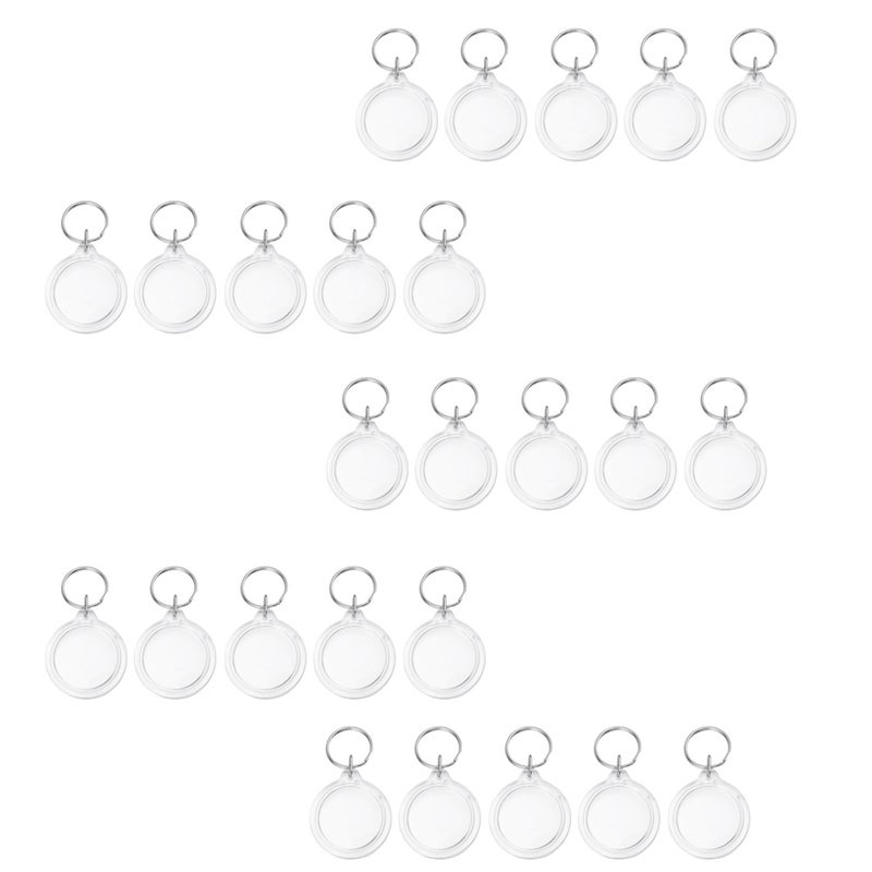 25PCS Clear Blank Photo Keyrings Personalised Round Picture Frame Keyring - Image 1