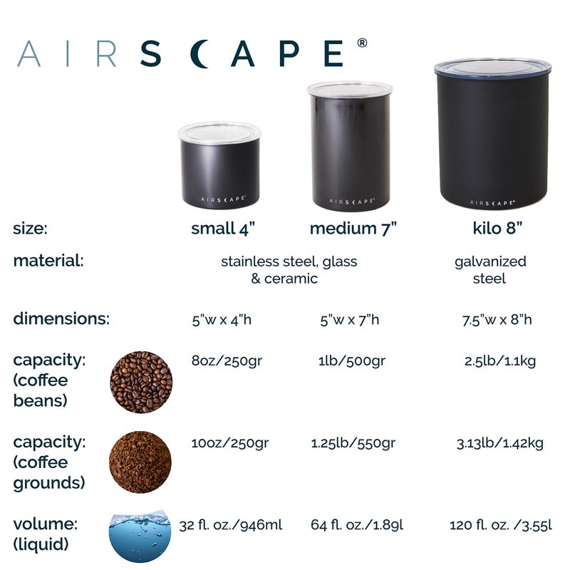 Planetary Design Airscape Stainless Steel Coffee Canister | Food Storage Container | US Patented Airtight Lid | Push Out Excess Air Preserve Food Freshness (Small, Matte White) - Image 5